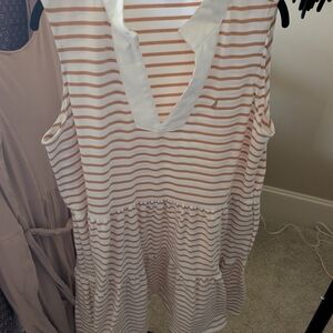 Nautica White and Tan Striped Dress